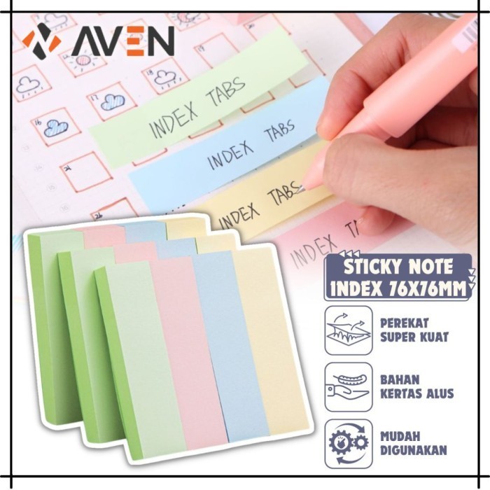 

AVEN Sticky Note Index 76X76MM 100Lembar / Kertas Memo Penanda Halaman