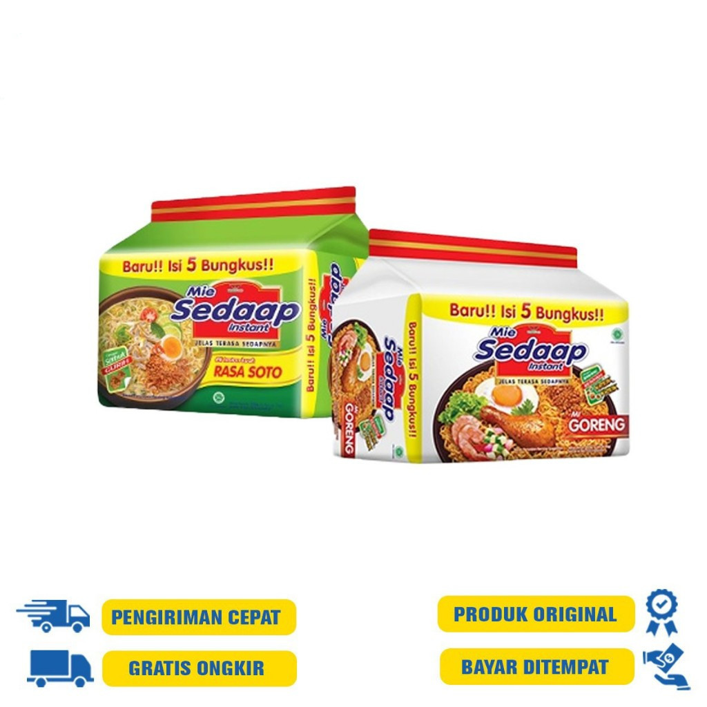 

SEDAAP MIE INSTANT GORENG/KUAH GORENG 90 GR 5'S/SOTO 75 GR 5'S