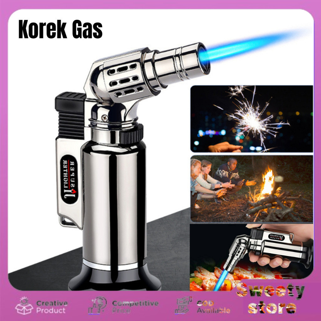 Sweety Store Indonesia-Korek Api Jumbo Blow Torch Jet Gas Butane Anti angin Survival matches / Korek