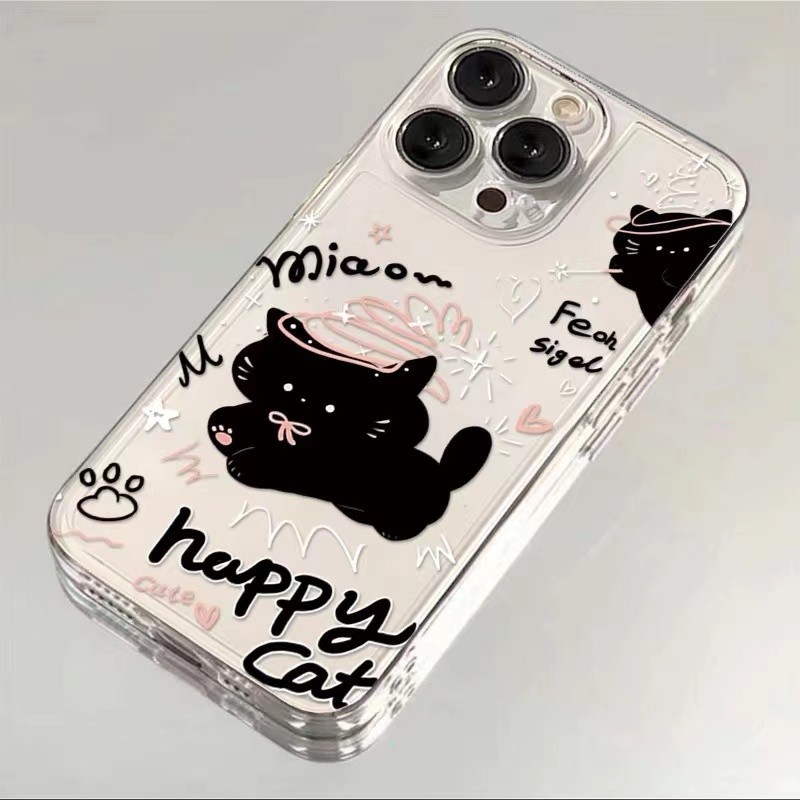 Happy Little Black Cat Phone Case Realme 5/5i/6i/C3 C55 C53/C51 C35 C33 C31 C30/C30s C21y/C25y C21 C