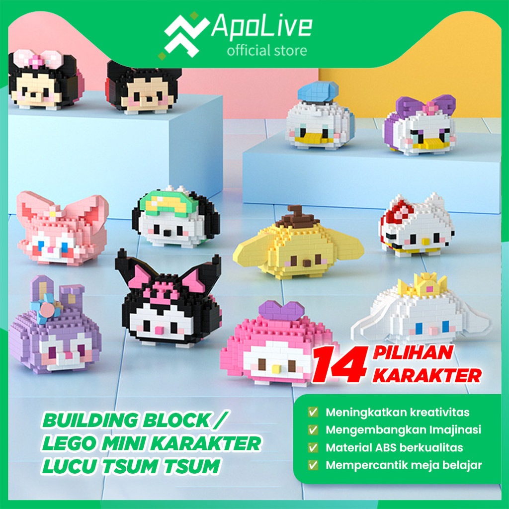 Mainan Edukasi Bricks Block Mini Karakter Lucu/Cartoon Tsum Tsum/Nano Block/Lego Mini - Apolive