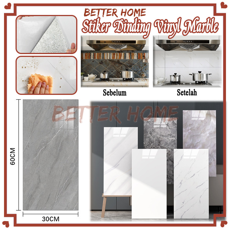 Stiker Dinding Vinyl Marble 30 x 60 cm/Stiker Dinding Lantai Vinyl/ Vinyl Marbel Stiker Keramik