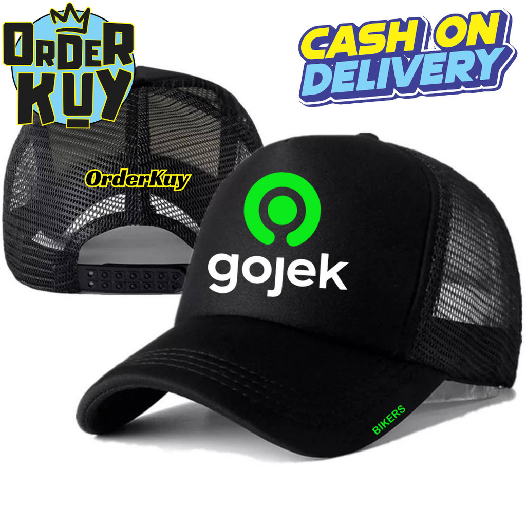 OrderKuy Topi Trucker GOJEK - Topi Distro GOJEK Logo - Topi OJOL GOJEK Premium - Topi Pria Dewasa - 