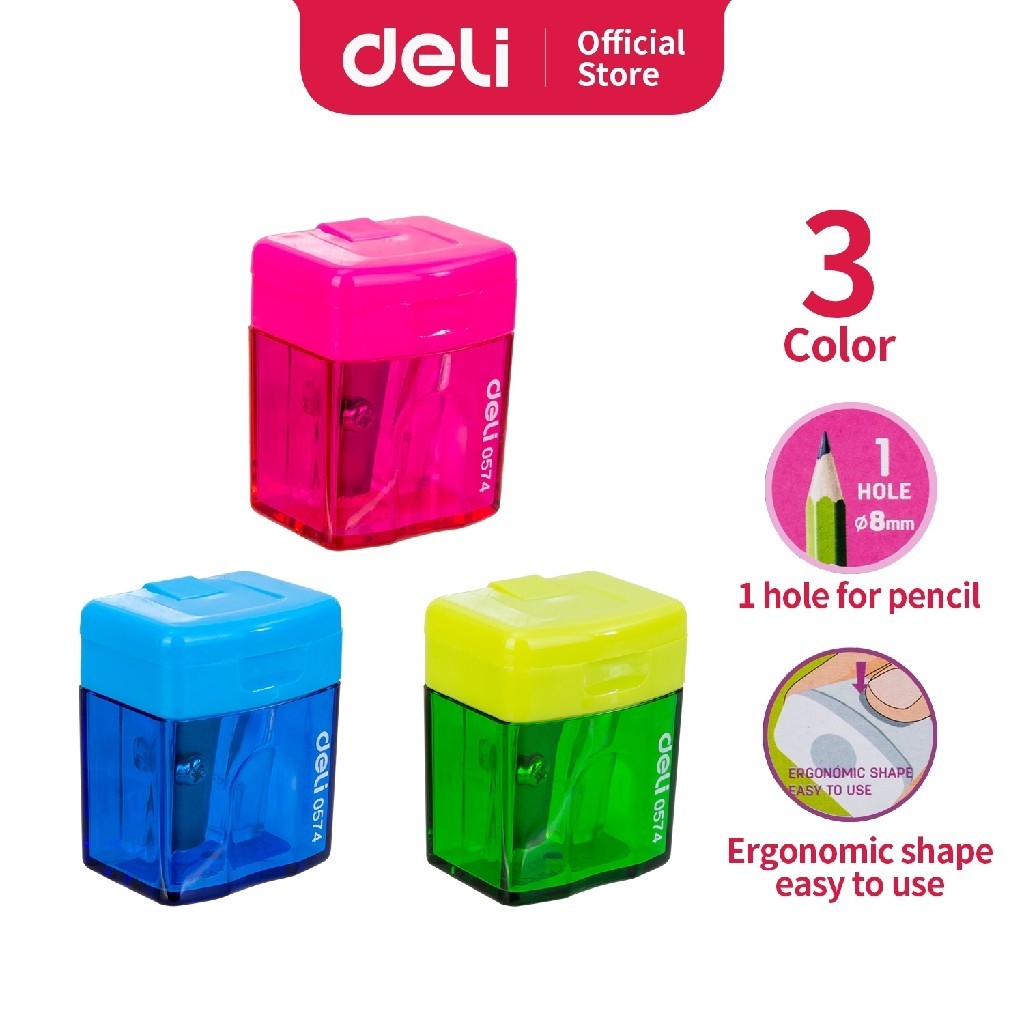 

Deli E0574 Rautan Pensil 1-Hole dengan Kanister, Desain Ergonomis, Tajam dan Presisi
