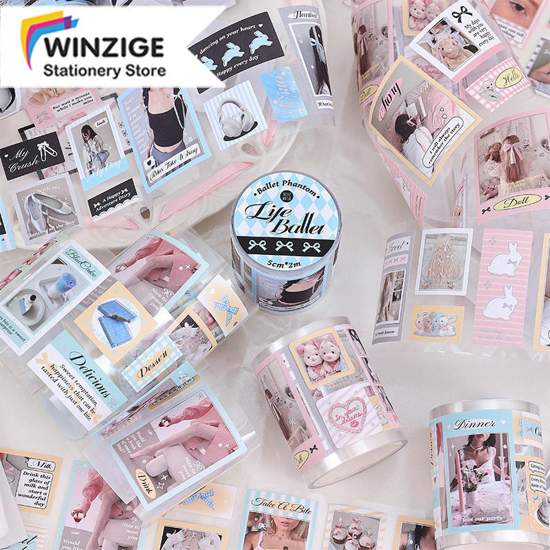 

Winzige Ballet Stiker Aesthetic Korea Jurnal Scrapbook Ribbon Sticker Lucu Dekorasi Cute Sticker Tape Selotip Lucu Deco Journal Planner Diary Gift Sticker
