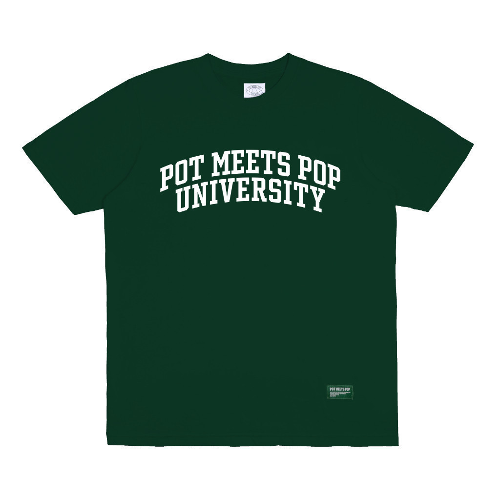 Pot Meets Pop Kaos Lengan Pendek - Pmp University Tee Green - T'shirt
