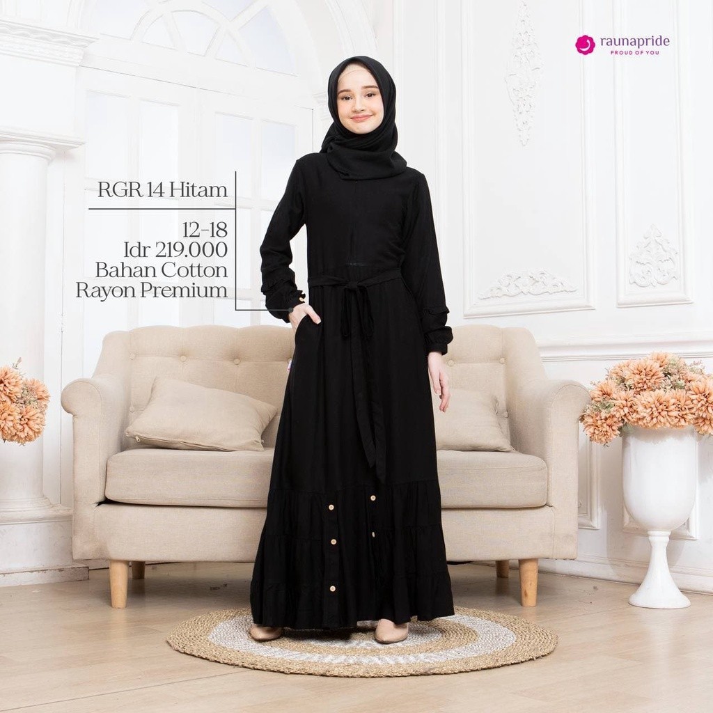 Rauna Gamis Remaja |  GR 14 | Fashion Muslim | Baju Remaja tanggung | Gamis Anak Tanggung
