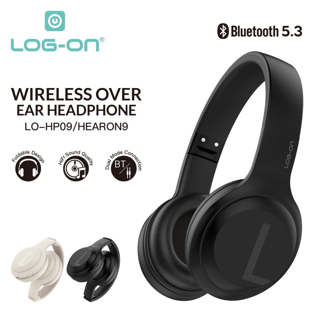 LOG ON WIRELESS HEADPHONE BT5.3 (BISA UNTUK SOUNDCARD/RADIO) WIRED 2IN1 LO-HP09 HEARON9