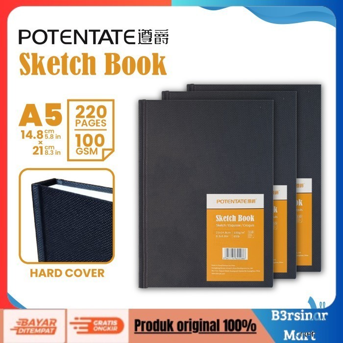 

[KUALITAS TERBAIK] POTENTATE A5 Sketchbook 110 Sheets 100gsm Kertas Buku Gambar & Sketsa - A5-14.8 x 21cm