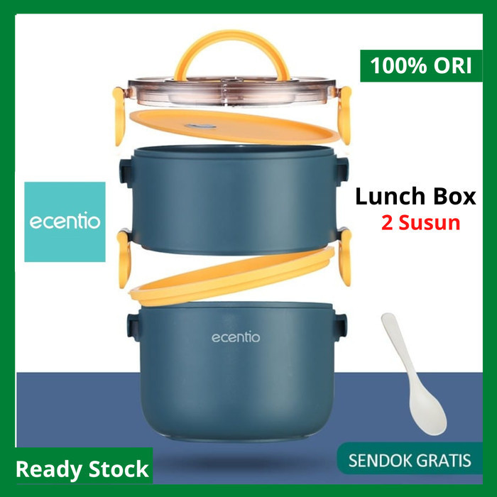 Fauma lunch box set ecentio kotak makan portable rantang susun 2 free sendok