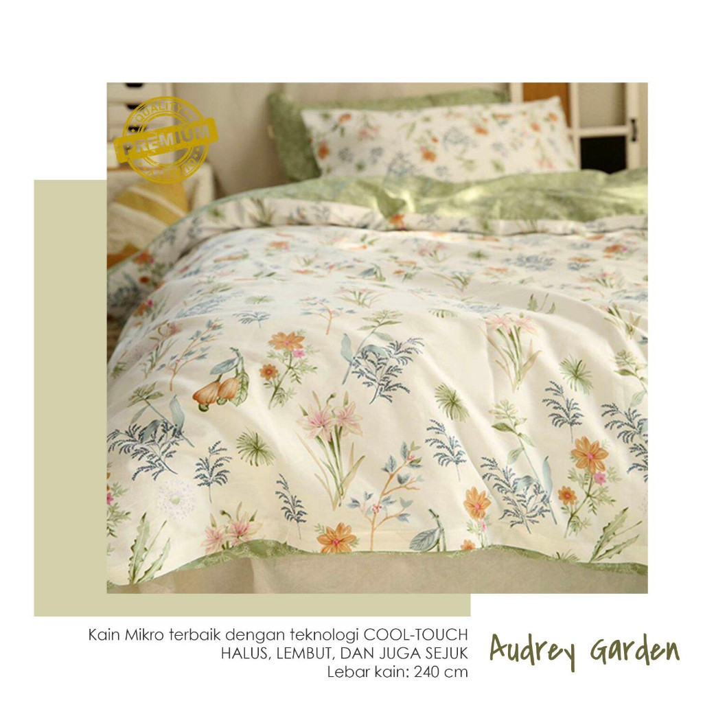 Bedcover 1 Set Sprei Lengkap Motiv Audrey Two Tone Sage New Katalog BeSTAR Free Tas Bedcover Bantal 