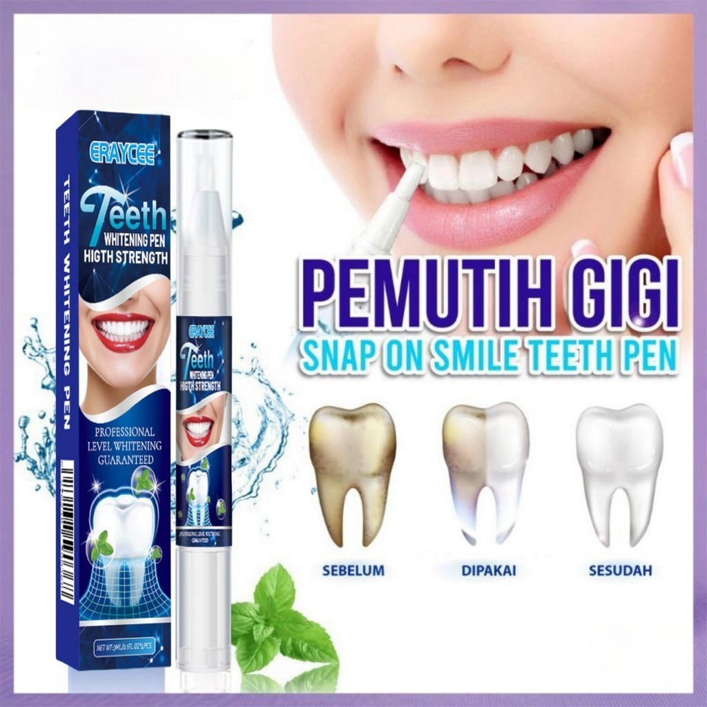 ERAYCEE Gel Pemutih Gigi Ampuh Whitening Pen Teeth Whitening Gel Pen Pemutih Gigi Instan Permanen Am