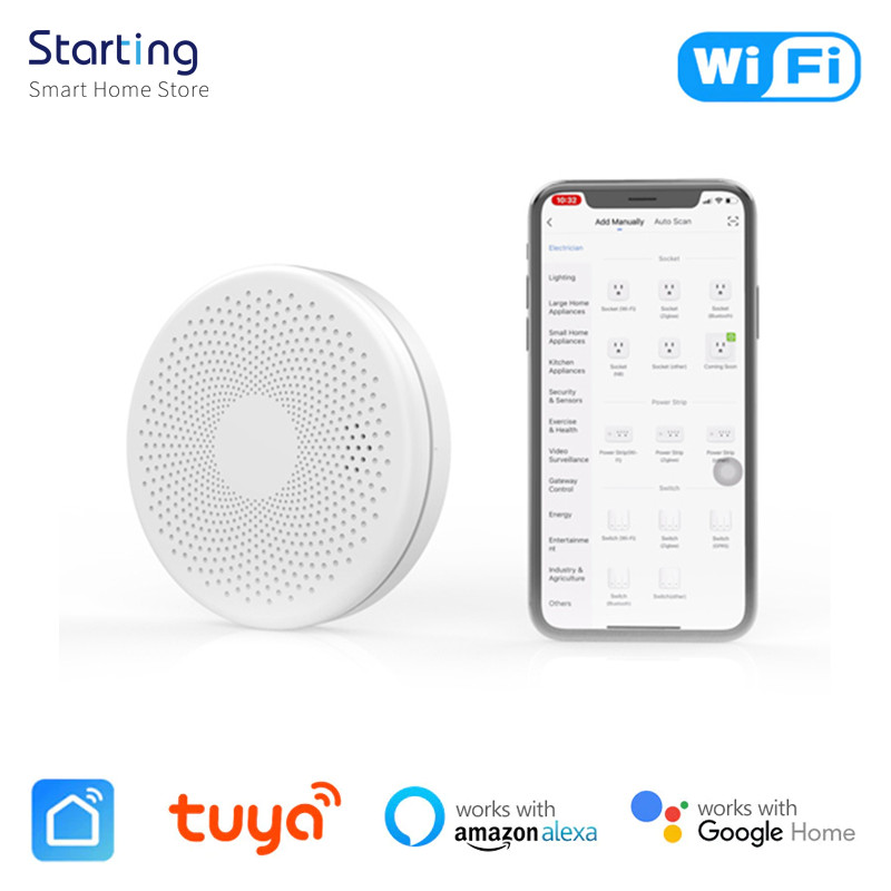 Tuya WiFi Smart Smoke & Carbon Monoxide Fire Detector Alarm Sensor Smart Life Control Smart Home Voi