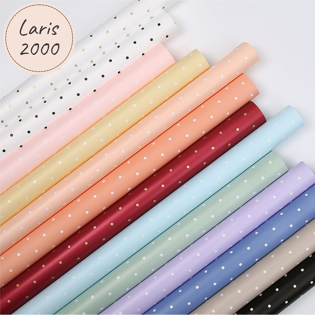 

Kertas Bunga Motif Polkadot warna Pastel / Flower Wrapping Paper Polkadot / Kertas Cellophane
