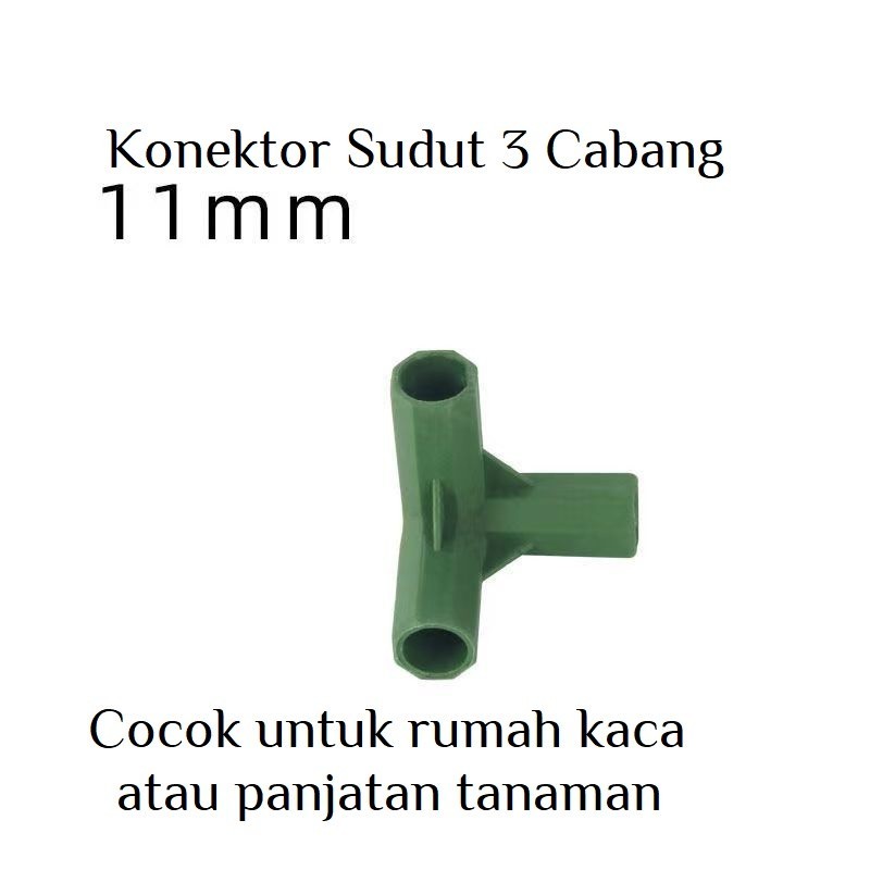 (RLS) Konektor Rangka Rumah Kaca Konektor Sudut 3 Arah Ajir 11mm Green house