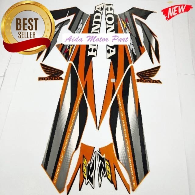 Striping Stiker List motor honda supra x 125 r 2005 2006 hitam gold list body standar model original