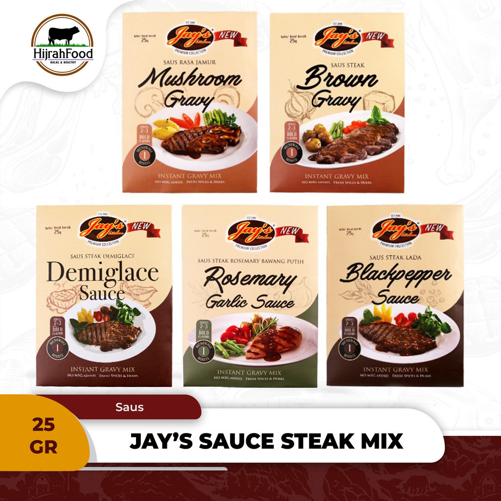 

Jay's Kitchen Gravy Mix Steak Sauce / Saus Mushroom / Black Pepper / Rosemary