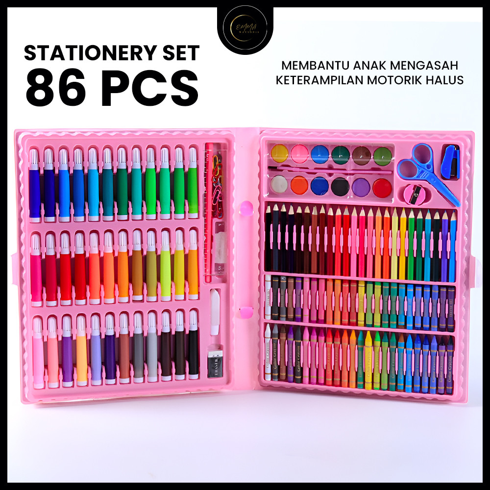 

EM Stationery Set Isi 86 Pcs Pensil Crayon Warna Cat Air Menggambar