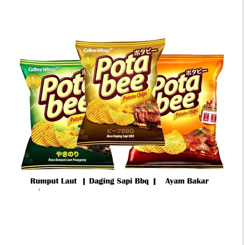 

POTABEE potato chips snack keripik kentang ayam bakar wagyu bbq egg selection beef melted 35 gr 68gr