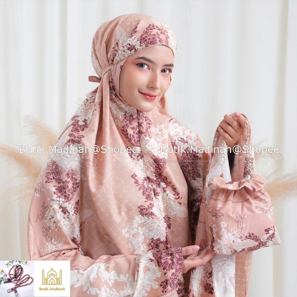 MUKENA DEWASA AZURA HASYA 2IN1 RESLETING TRAVEL KATUN MOTIF--MUKENA KEKINIAN
