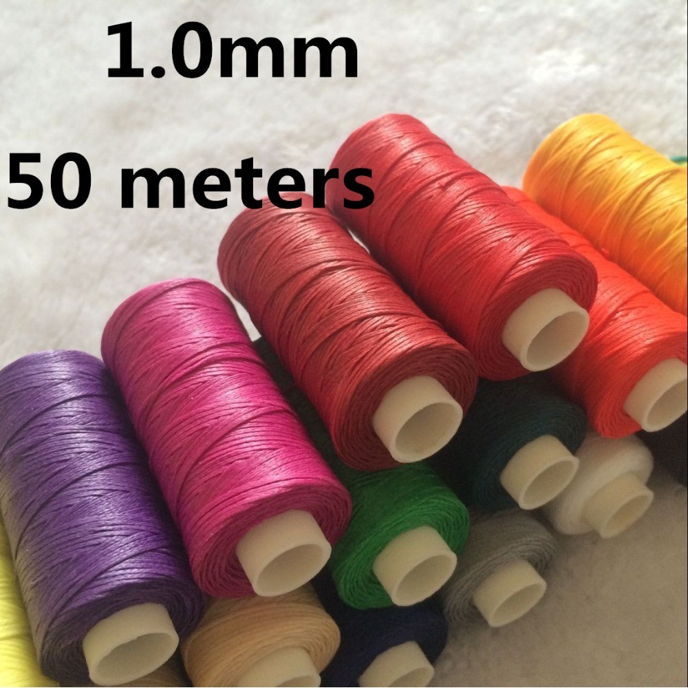 JH002  1.0mm 50 meters Long Flat Waxed Thread Waxed String for Leather Sewing