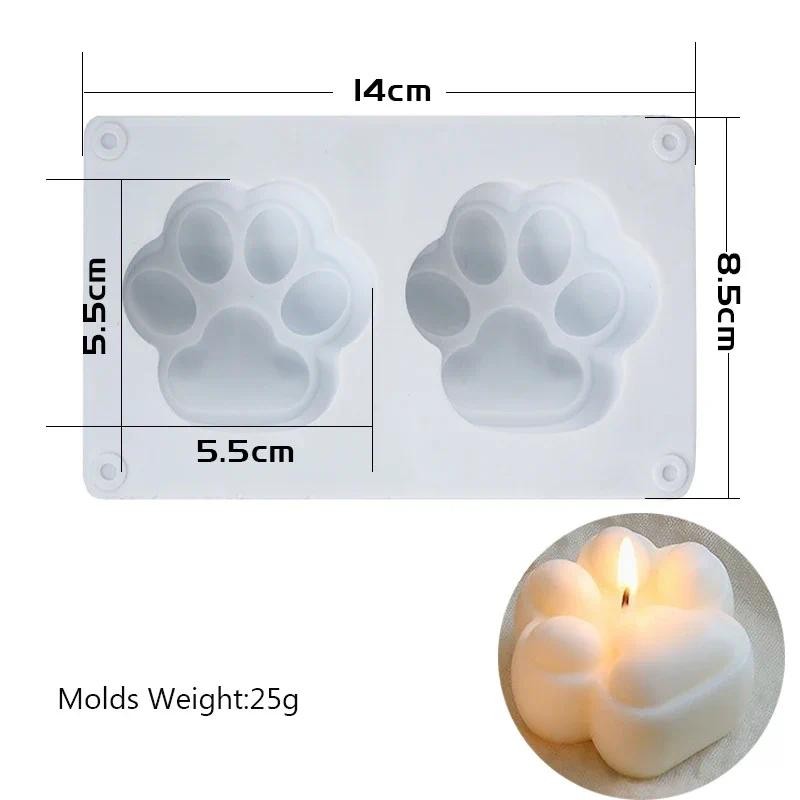 

2 Holes Cat Paw Candle Mold Aromatherapy Silicone Mould 3D DIY Handmade Candle Cake Soap Resin Mold Candle Making Supplies