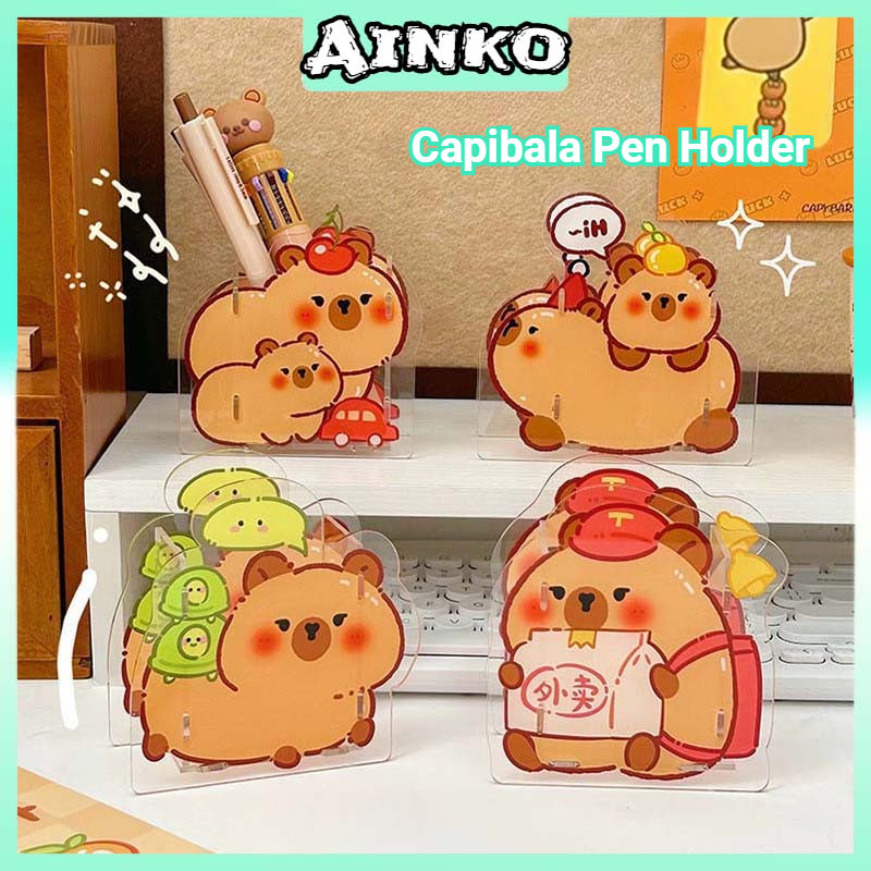

Kreatif Capibala Pensil Pemegang Kartun Lucu Kapibala Akrilik Pensil Holder Pelajar Desktop Storage Box DIY Pen Holder