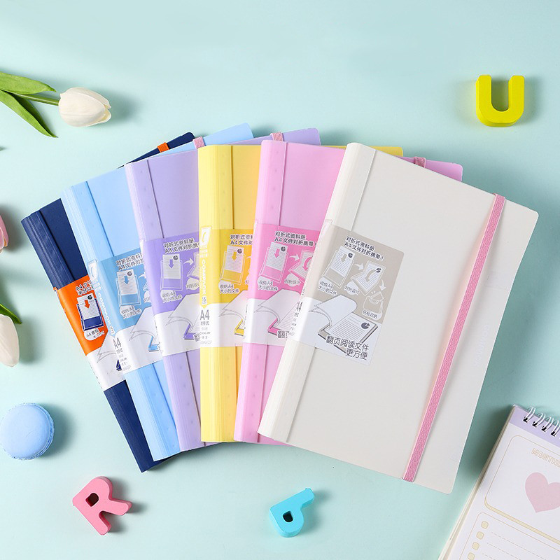 

1pc Kingjim Foldable Folder Transparent File Storage Bag A4 Display Book