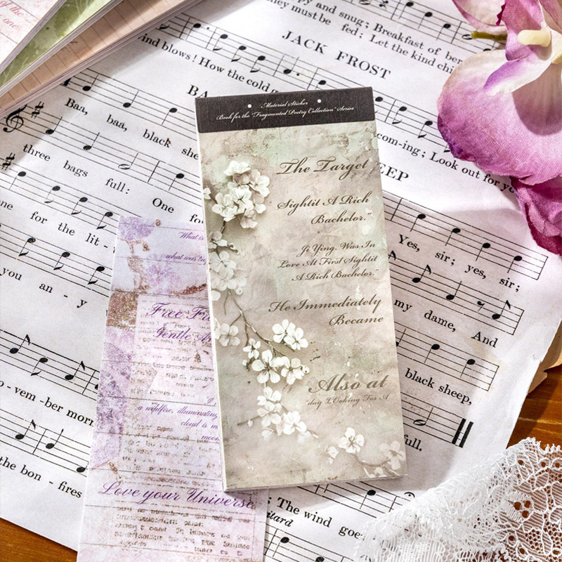 

6Style 20Pcs/bag Poetry Book Fragment Series Dual Material Sticker Book Creative Material Decoration DIY Handbook Scrapbook