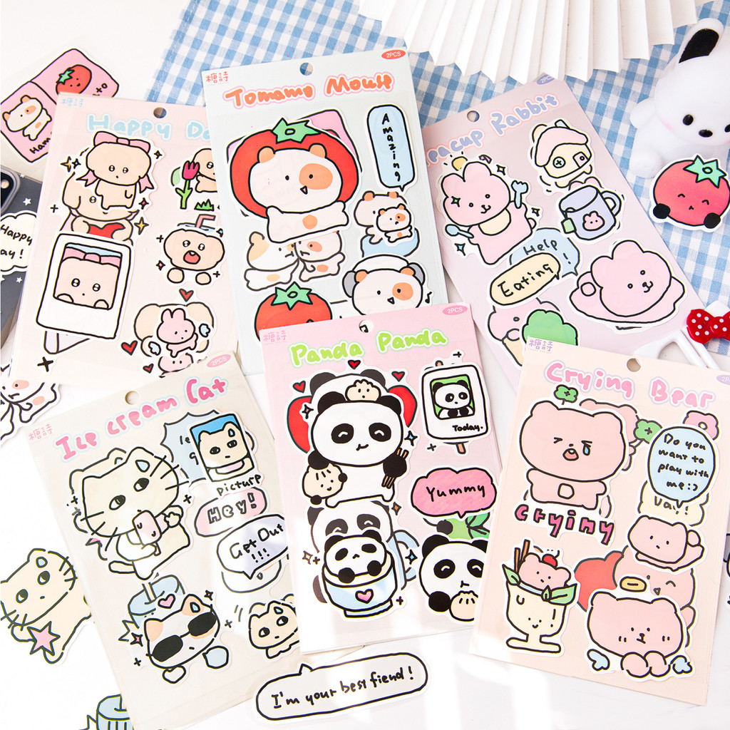 

Mr. Paper 3Style 2Pcs/bag Cute Wind Creative Small Size Sticker Pack DIY Handbook Material Decorative Scrapbook Album Notebook