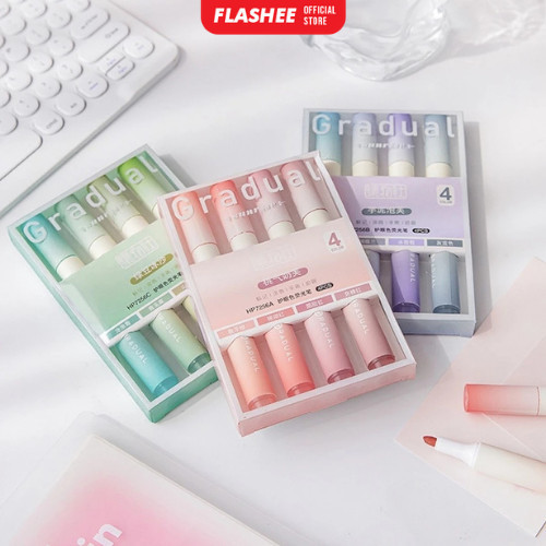 

1 Set 4pcs Highlighter Stabilo Warna Warni Pastel Spidol Highlighter