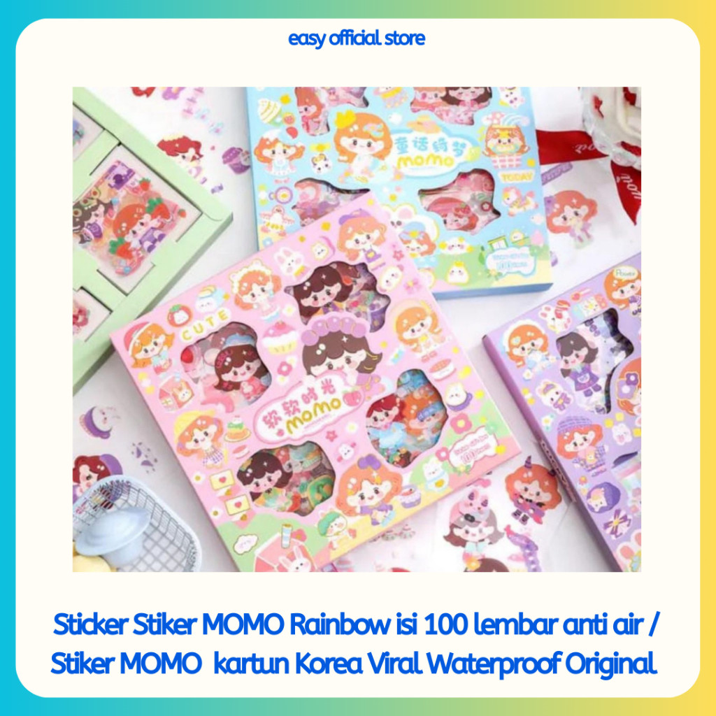 

Sticker Stiker MOMO Rainbow isi 100 lembar anti air / Stiker MOMO kartun Korea Viral Waterproof Original