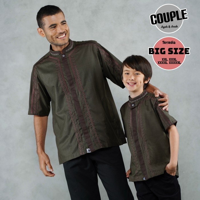 "R.V.Shop" - SALE baju koko Al achwan MAHER OLIVE bisa couple ayah anak ada size jumbo - M