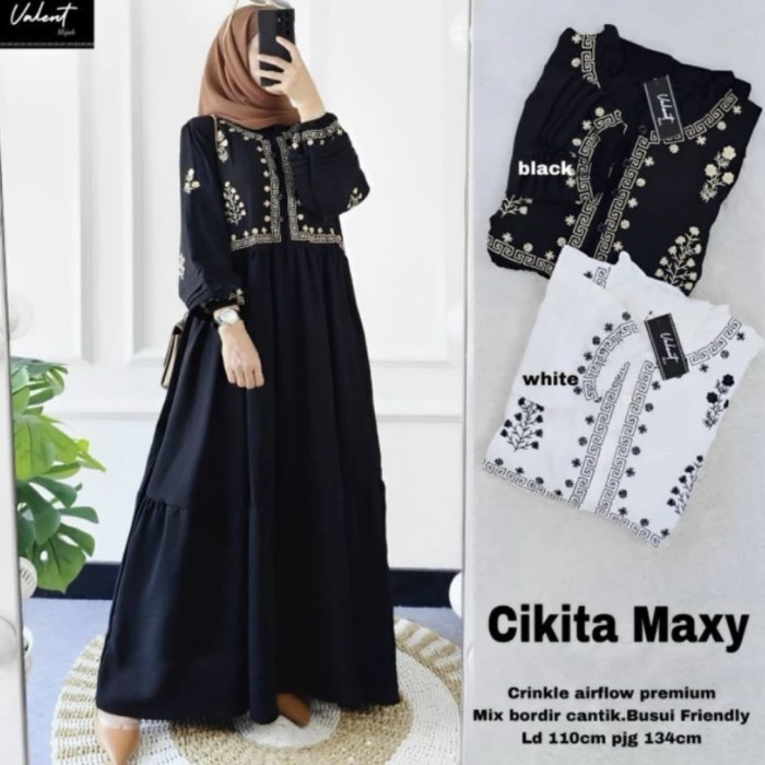CIKITA DRESS MAXY CRINGKEL GAMIS BORDIR - Putih