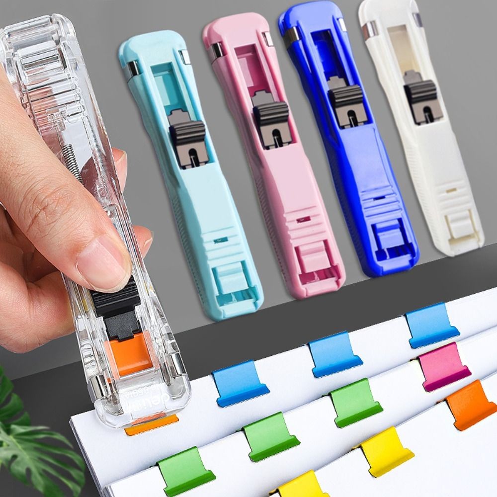 

Metal Clip Pusher High Quality Traceless Reusable Hand Push Clamp Hand Push Document File Stapler School Office