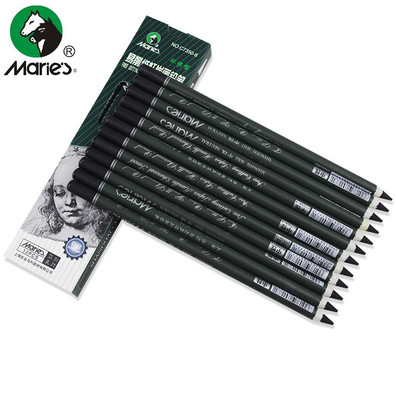 

Marie's 12Pcs Sketch Charcoal Pencil For Painting Special/Neutral/Soft Pencils Set Drawing Stationery School Pencil For Students