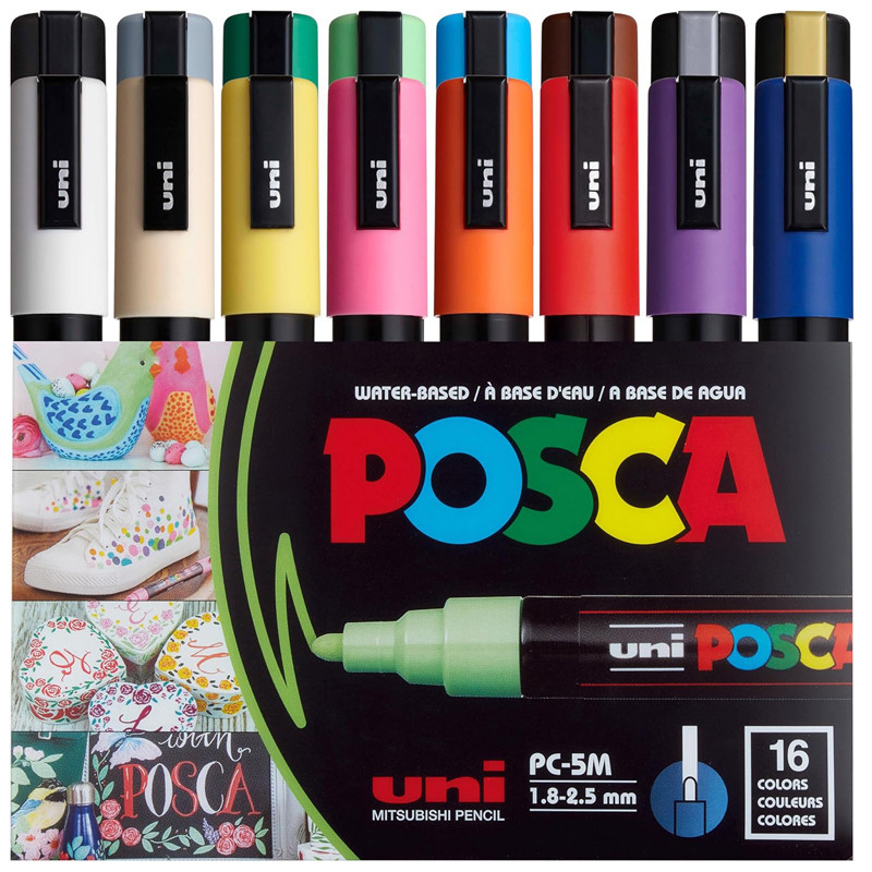 

16 Posca Markers 5M, Posca Pens for Art Supplies, School Supplies, Rock Art, Fabric Paint, Fabric Markers, Posca Paint Markers