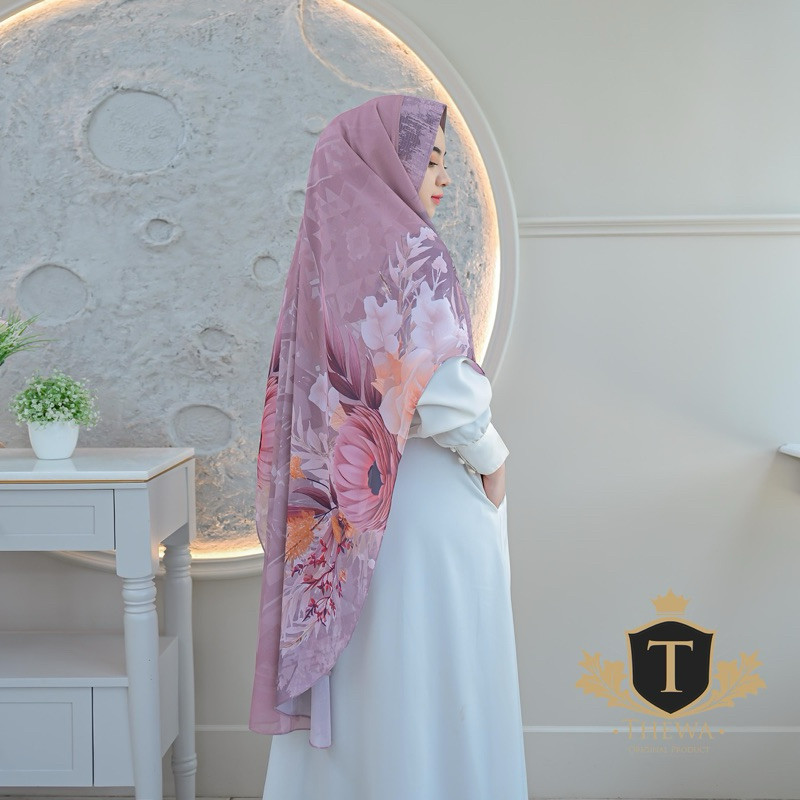 COD THEWA - HIJAB | KERUDUNG | KHIMAR | BERGO DIGITAL PRINTING “AURORA ” JUMBO OVAL 2 LAYER SERUTY B