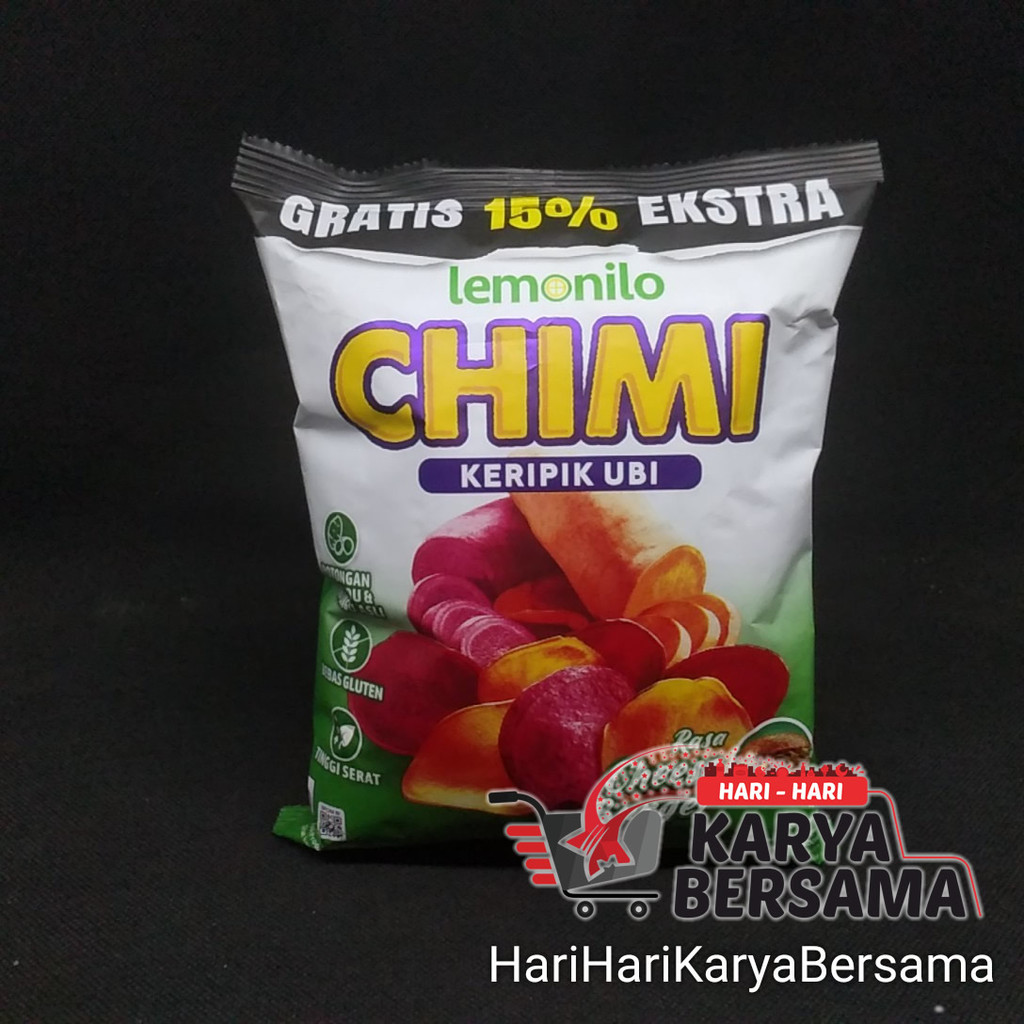 

MAKANAN RINGAN SNACK LEMONILO CHIMI KERIPIK UBI RASA CHEESE BURGER 41GR