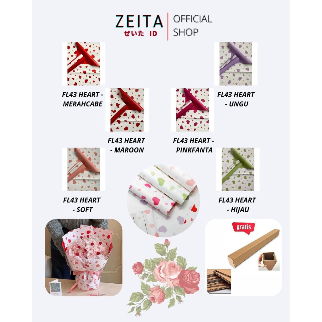 

Zeita - FL43 HEART Kertas Bunga Paper Buket Motif Cellophane