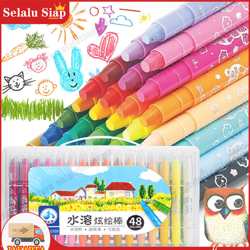 

Grasp Crayon Set 24 Warna Mata Sedang Silky Crayon Water Soluble Crayons Krayon Licin Grasp