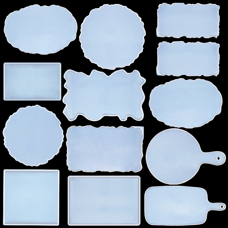 

Tray Resin Silicone Mold Large Rectangle Crystal Epoxy Silicone Mold DIY Irregular Ellipse Fruit Disc Tea Plate Family Decorat