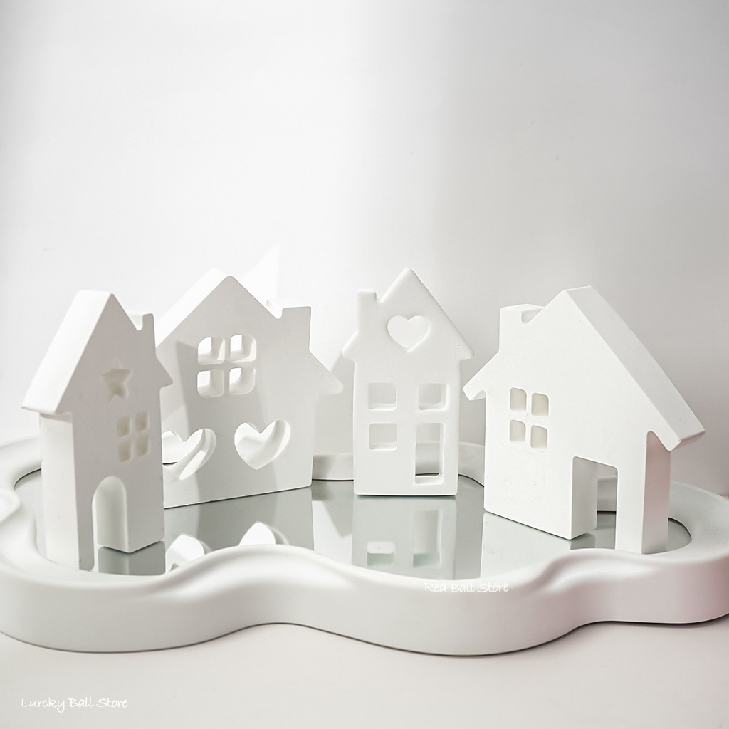 

Heart House Tea Light Candlestick Ornament Silicone Mold Love Houses Build Concrete Casting DIY Resin Gypsum Mould Room Decor