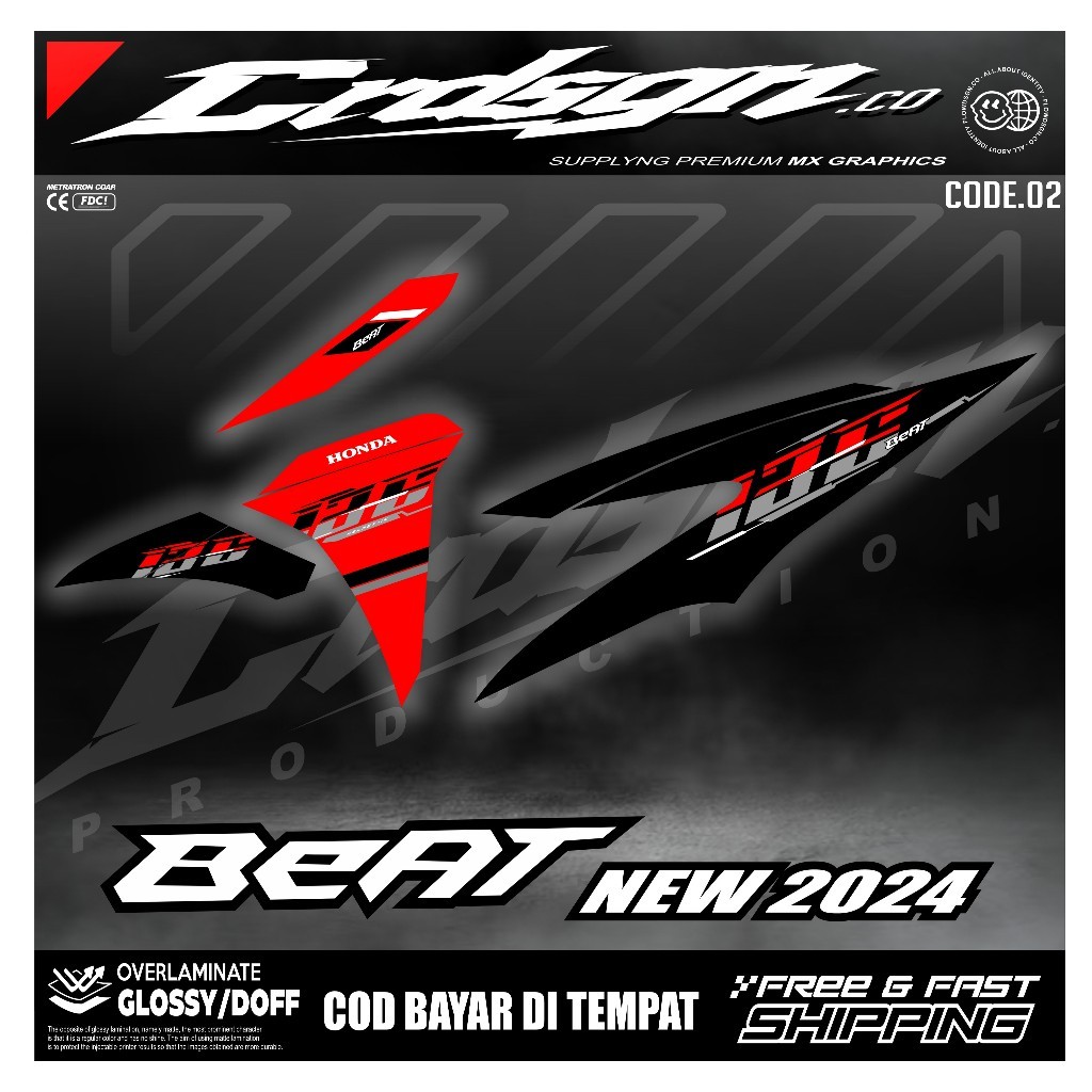 Stiker Striping Beat Deluxe 2024 Motif Simple - Keren & Terbaru - Warna Biru - Skotlet Motor Beat De