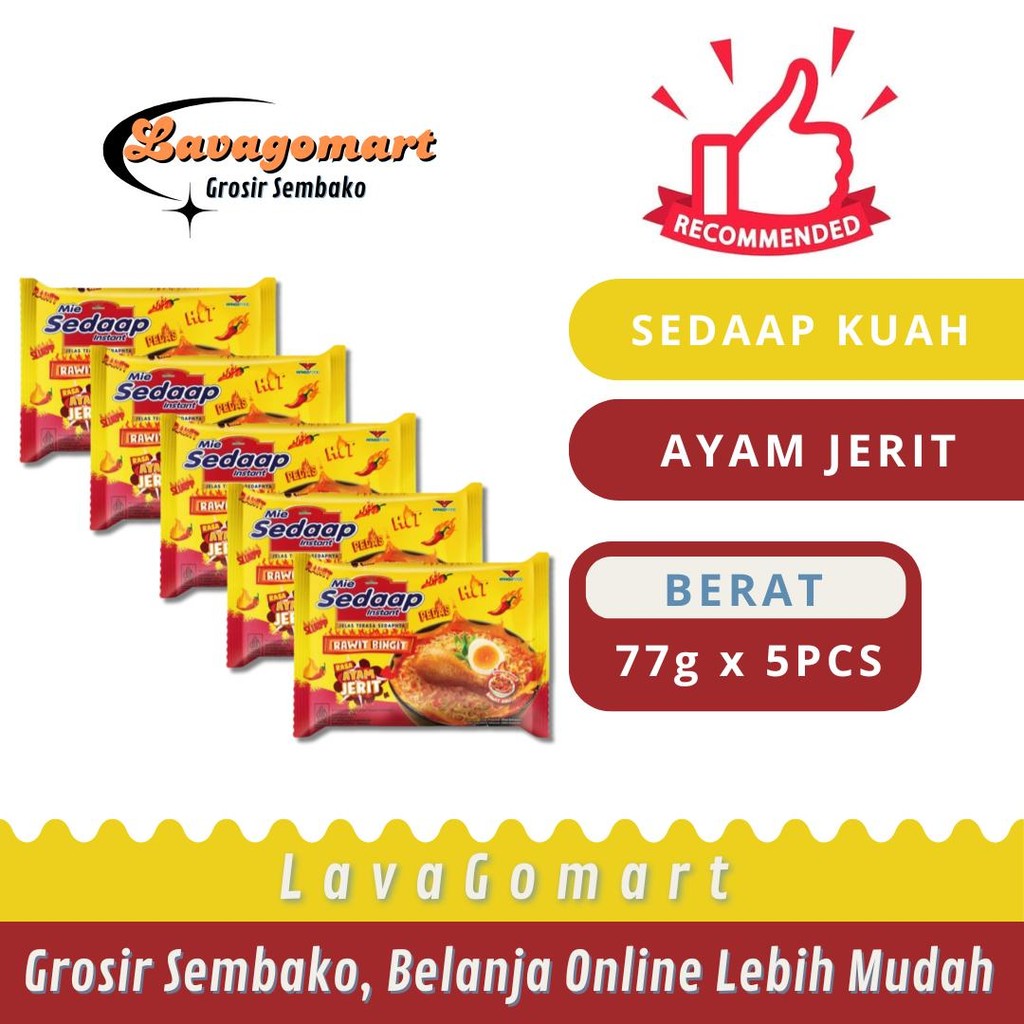 

SEDAAP MIE KUAH AYAM JERIT 77g - 5PCS - LAVAGOMART - BANDUNG