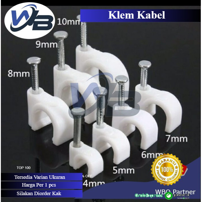 Klem Paku Beton Kabel Listrik Klip Kabel Dinding Cable Clip Premium - 6mm