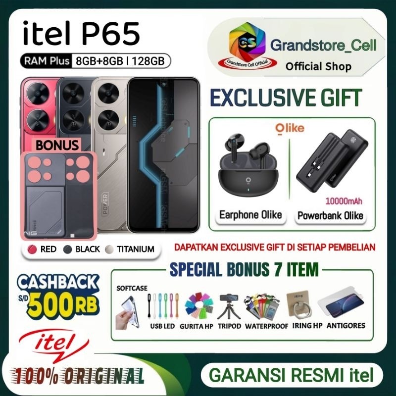 ITEL P65 RAM 8/128 GB GARANSI RESMI ITEL INDONESIA