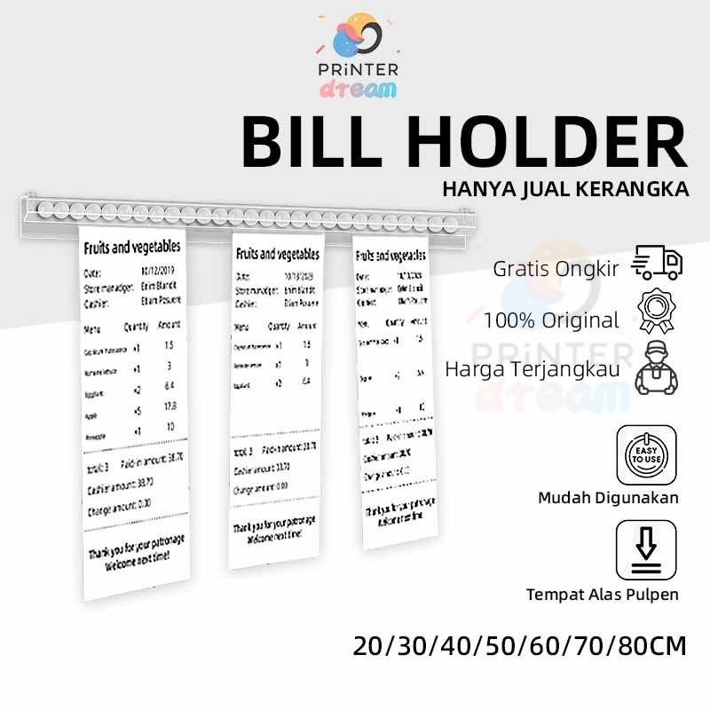 

Bill Holder / Capitan Nota Akrilik / Receipt Holder / Penjepit Kertas Bon Bill