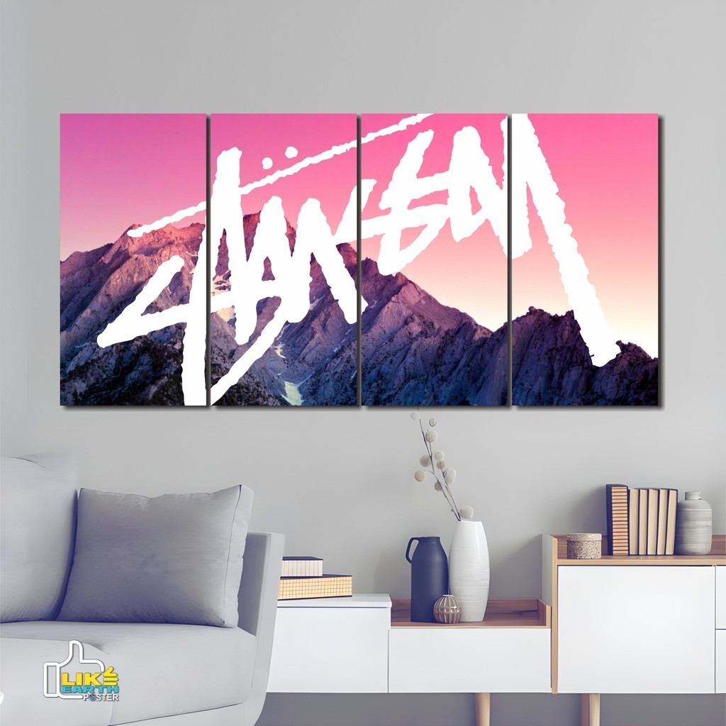 Poster kayu stussy 8 ball set custom hd wallpaper brand hiasan dinding kamar cowok sweatwear art