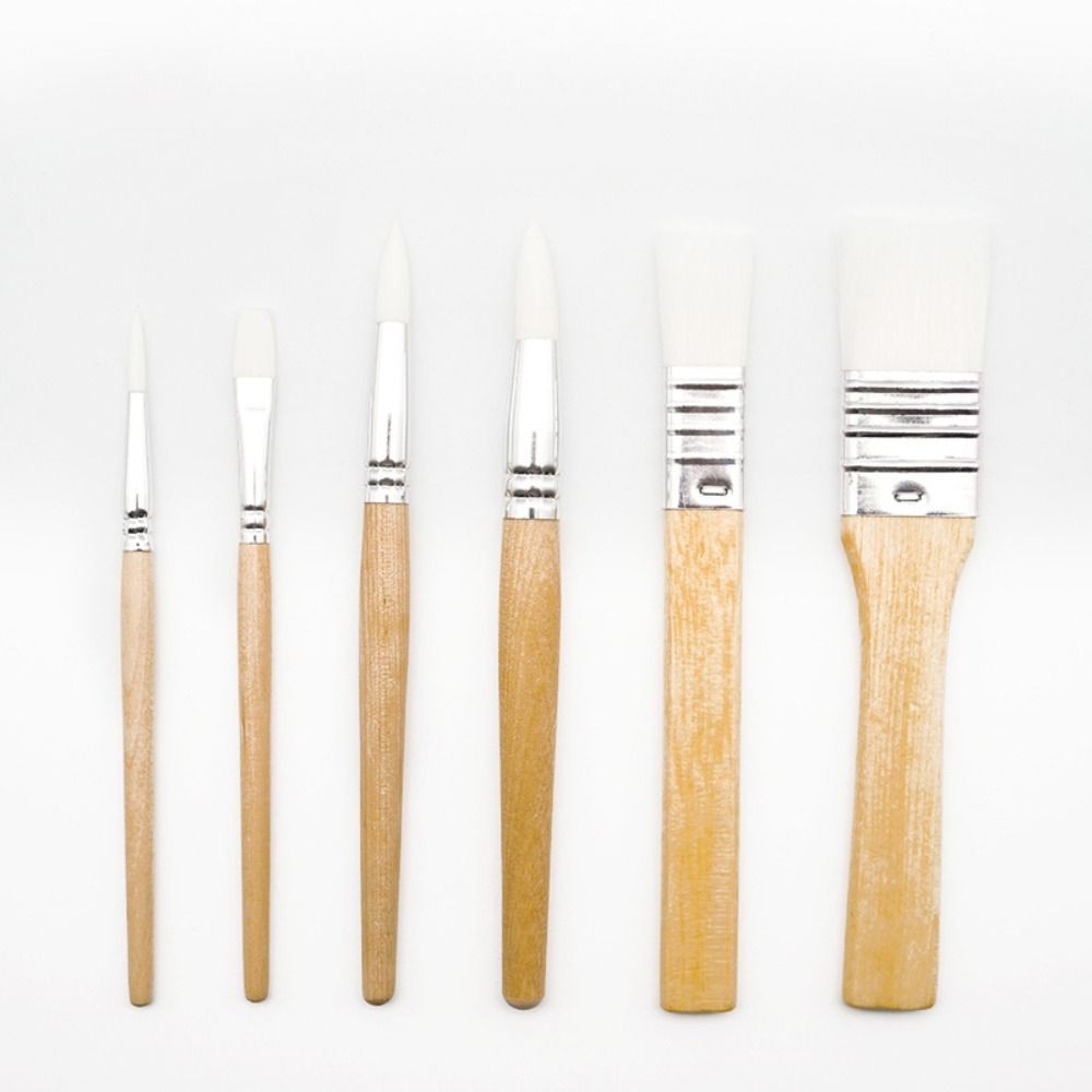

6pcs/pack Good Pigment Adsorption Oil Painting Pen Set Smooth stroke Flexible Brushstrokes Paint Brush Wooden Pen Holder